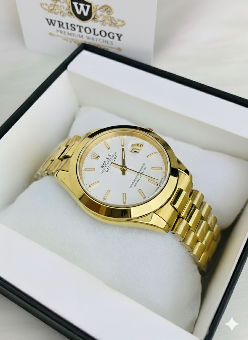 Rolex Golden Bracelet With White Dial