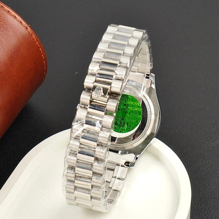 Rolex Silver Bracelet With Black Dial