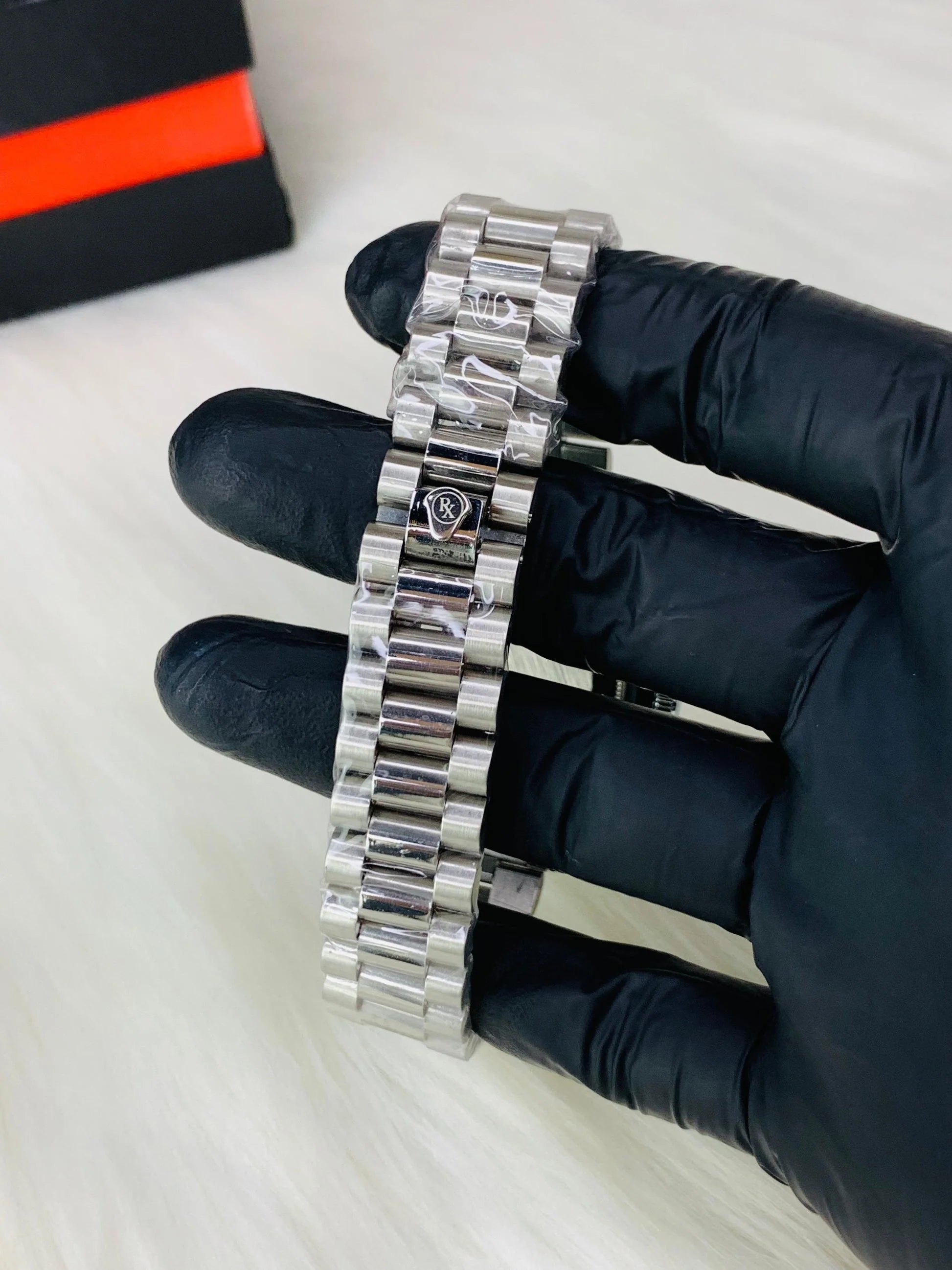 Rolex Silver Bracelet With White Dial